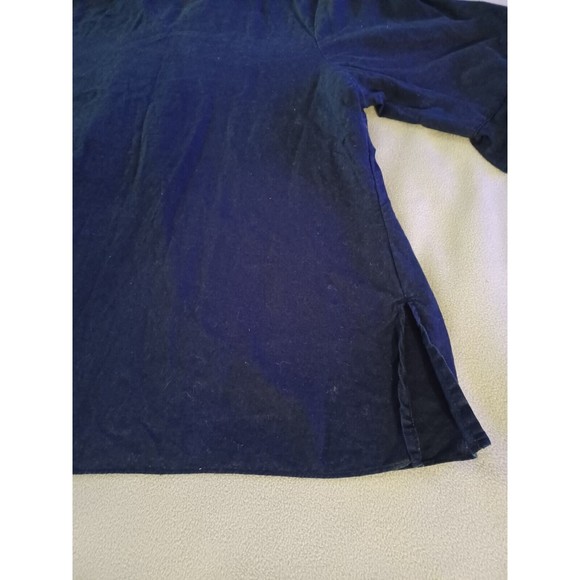Lane Bryant Blouse Womens 18/20 Blue Ruffle Trim Short Sleeve Linen Cotton Blend - Picture 8 of 9